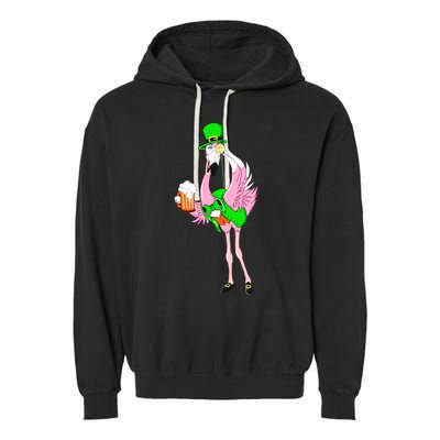 St. Patrick's Day Flamingo Garment-Dyed Fleece Hoodie