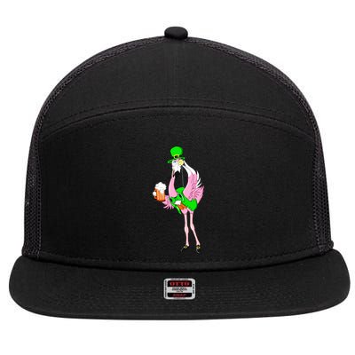 St. Patrick's Day Flamingo 7 Panel Mesh Trucker Snapback Hat