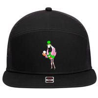 St. Patrick's Day Flamingo 7 Panel Mesh Trucker Snapback Hat