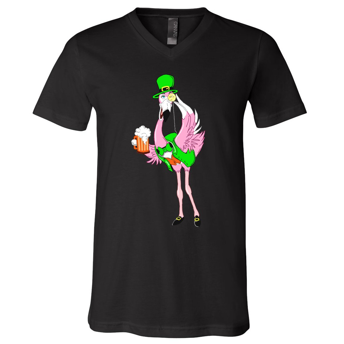 St. Patrick's Day Flamingo V-Neck T-Shirt