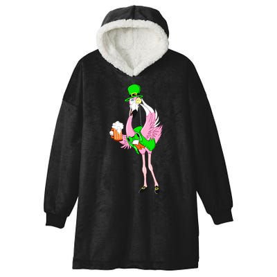 St. Patrick's Day Flamingo Hooded Wearable Blanket