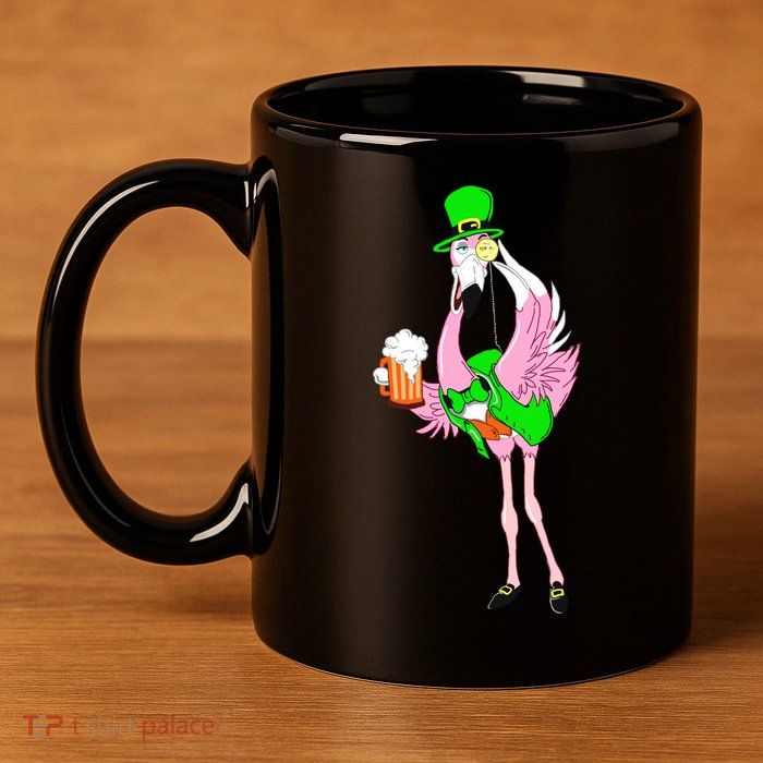 St. Patrick's Day Flamingo 11oz C Handle Ceramic Mug