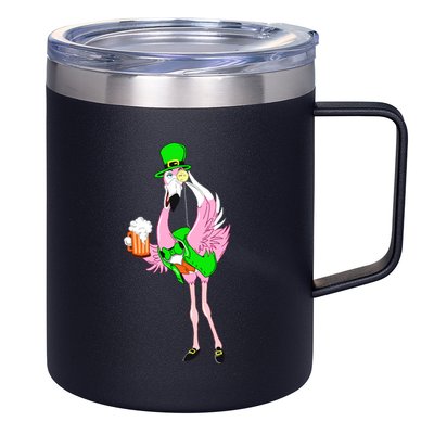 St. Patrick's Day Flamingo 12oz Stainless Steel Coffee Mug