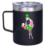 St. Patrick's Day Flamingo 12oz Stainless Steel Coffee Mug