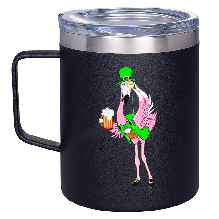 St. Patrick's Day Flamingo 12oz Stainless Steel Coffee Mug