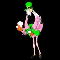 St. Patrick's Day Flamingo Pom Pom 12in Knit Beanie