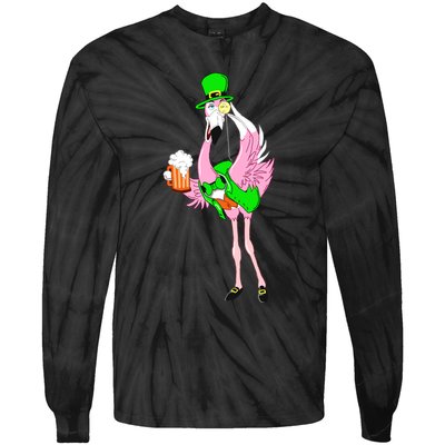 St. Patrick's Day Flamingo Tie-Dye Long Sleeve Shirt