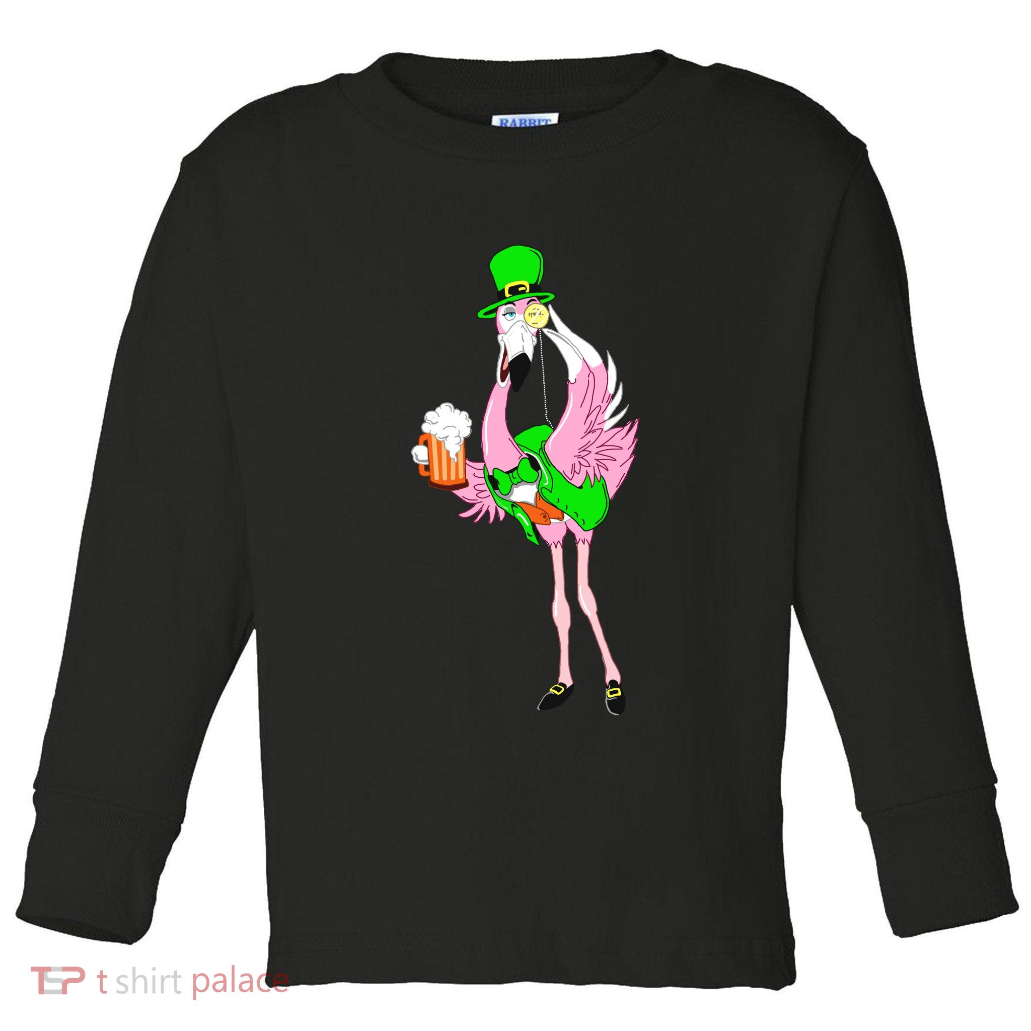 St. Patrick's Day Flamingo Toddler Long Sleeve Shirt