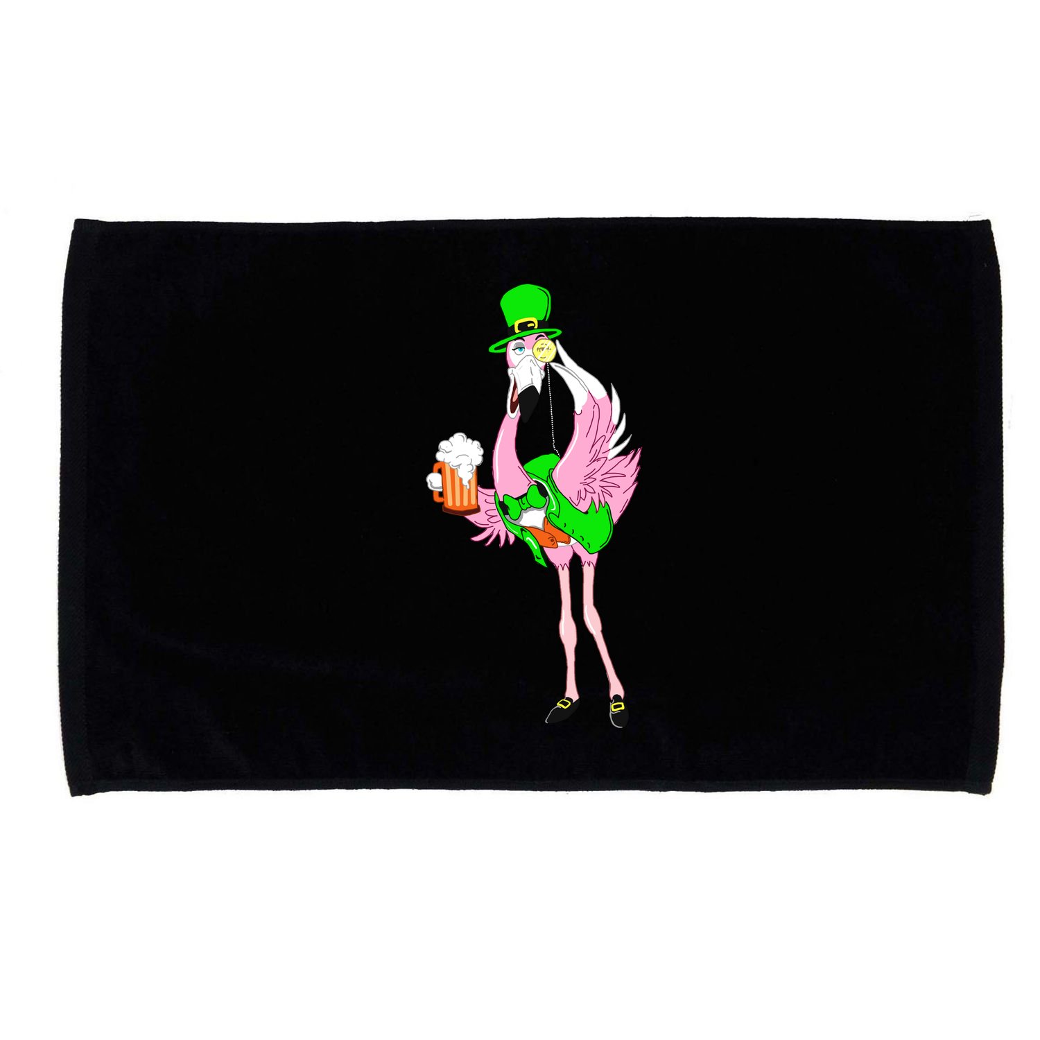 St. Patrick's Day Flamingo Microfiber Hand Towel