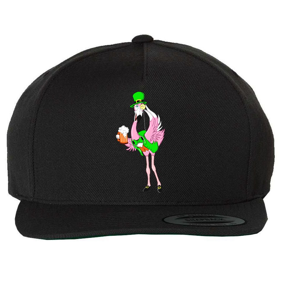 St. Patrick's Day Flamingo Wool Snapback Cap