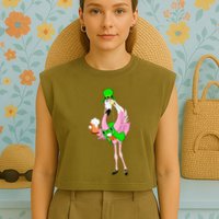 St. Patrick's Day Flamingo Garment-Dyed Women's Muscle Tee