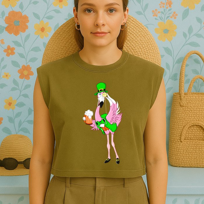 St. Patrick's Day Flamingo Garment-Dyed Women's Muscle Tee