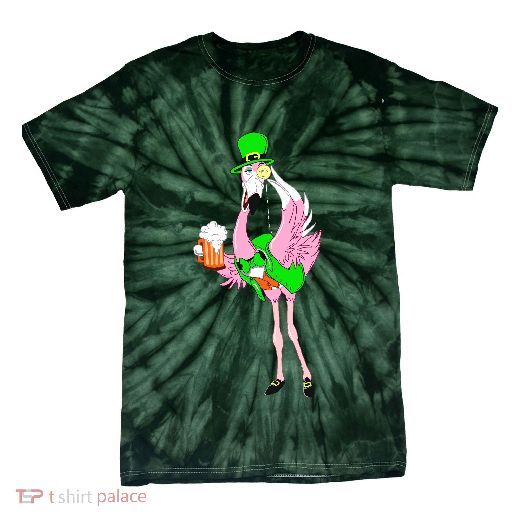 St. Patrick's Day Flamingo Tie-Dye T-Shirt