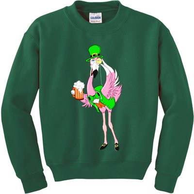 St. Patrick's Day Flamingo Kids Sweatshirt