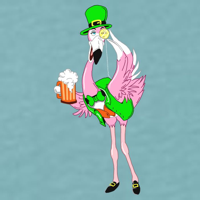 St. Patrick's Day Flamingo Sueded Cloud Jersey T-Shirt