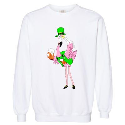 St. Patrick's Day Flamingo Garment-Dyed Sweatshirt