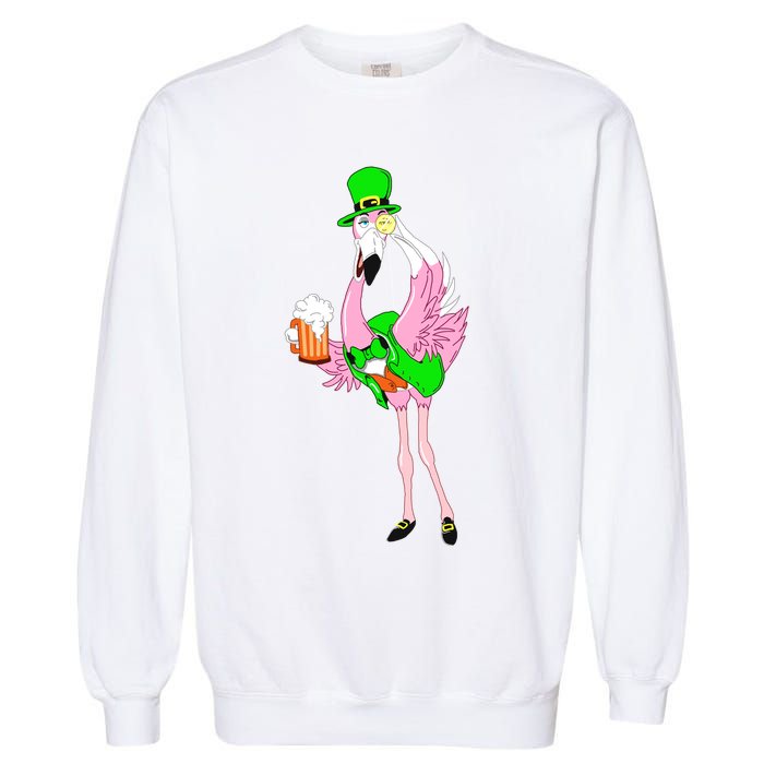 St. Patrick's Day Flamingo Garment-Dyed Sweatshirt