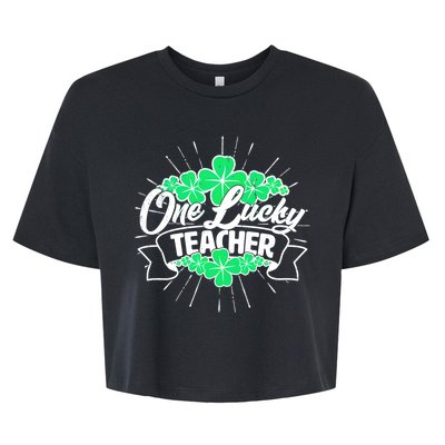 St. Patrick's Day One Lucky Teacher Bella+Canvas Jersey Crop Tee