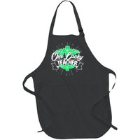 St. Patrick's Day One Lucky Teacher Full-Length Apron With Pockets