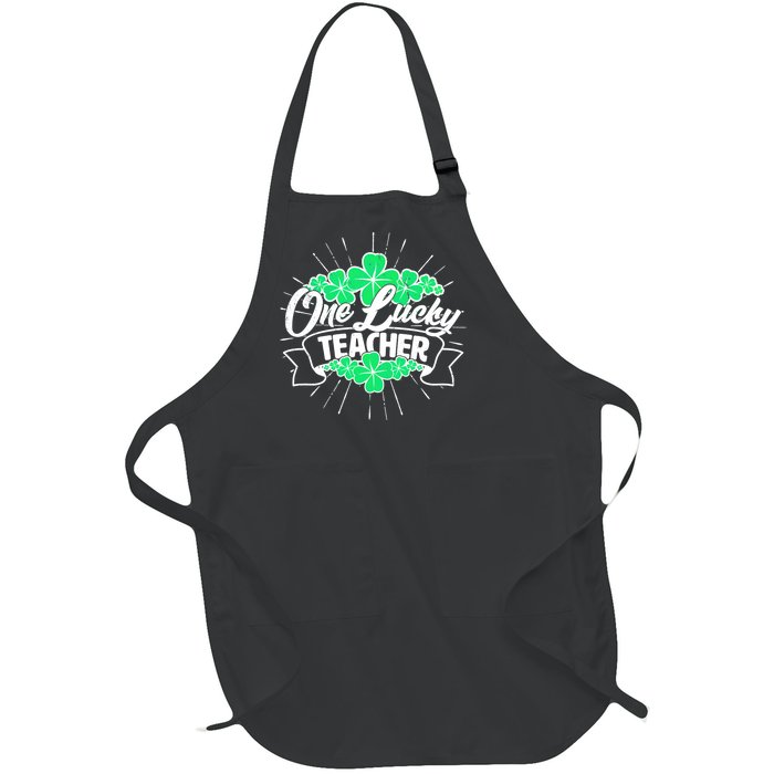 St. Patrick's Day One Lucky Teacher Full-Length Apron With Pockets