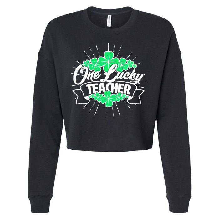 St. Patrick's Day One Lucky Teacher Cropped Pullover Crew