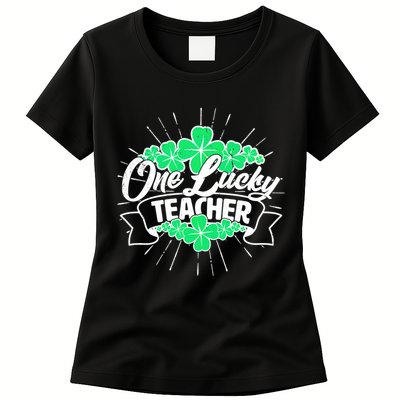 St. Patrick's Day One Lucky Teacher Womens T-Shirt