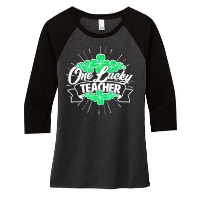 St. Patrick's Day One Lucky Teacher Women's Tri-Blend 3/4-Sleeve Raglan Shirt