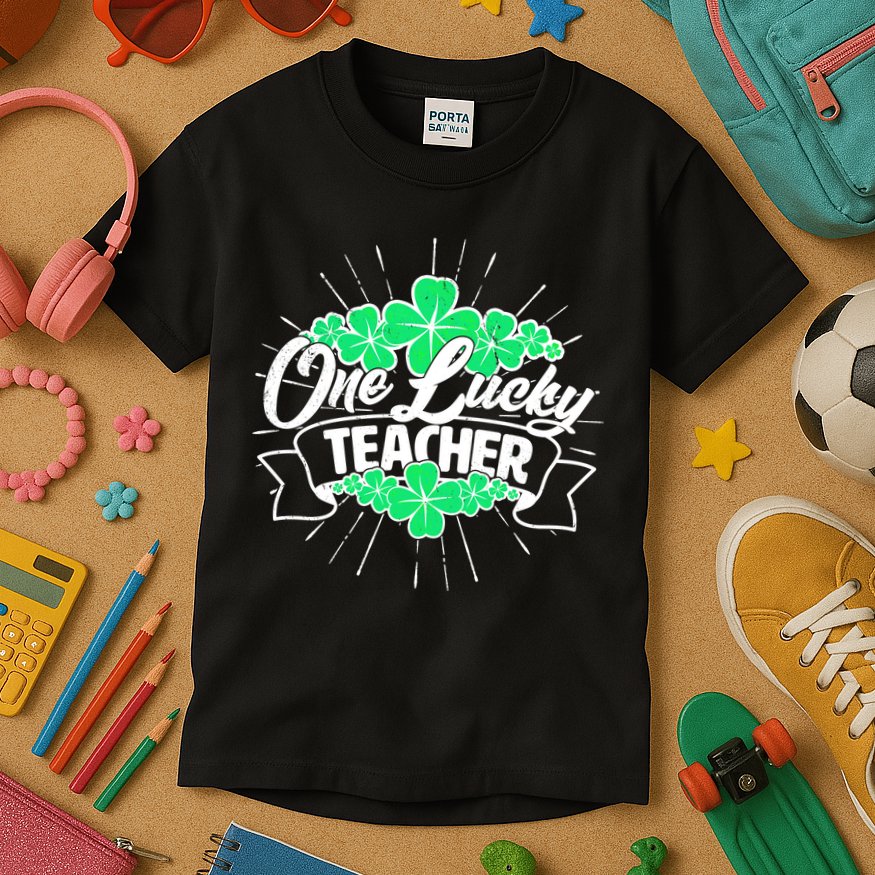 St. Patrick's Day One Lucky Teacher Kids T-Shirt