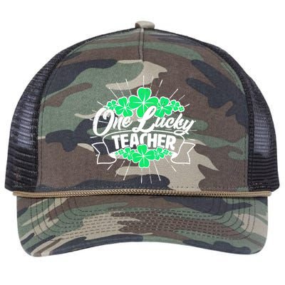 St. Patrick's Day One Lucky Teacher Retro Rope Trucker Hat Cap