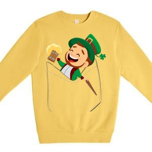 St. Patrick's Day Pocket Leprechaun Beer Premium Crewneck Sweatshirt