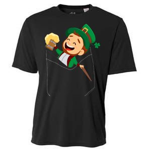 St. Patrick's Day Pocket Leprechaun Beer Cooling Performance Crew T-Shirt