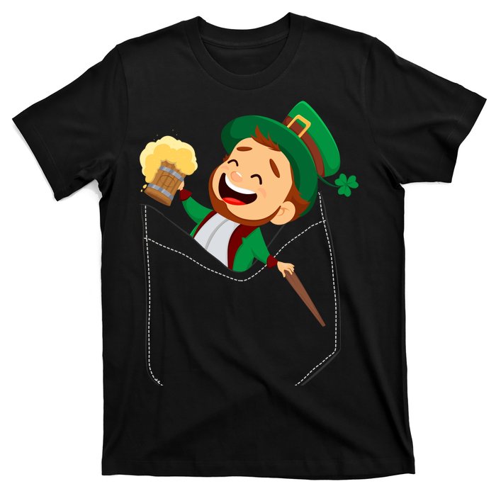 St. Patrick's Day Pocket Leprechaun Beer T-Shirt