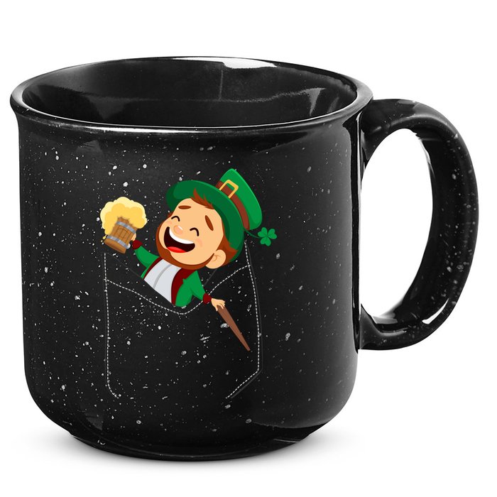 St. Patrick's Day Pocket Leprechaun Beer 15oz Campfire Ceramic Mug