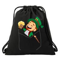 St. Patrick's Day Pocket Leprechaun Beer Drawstring Bag