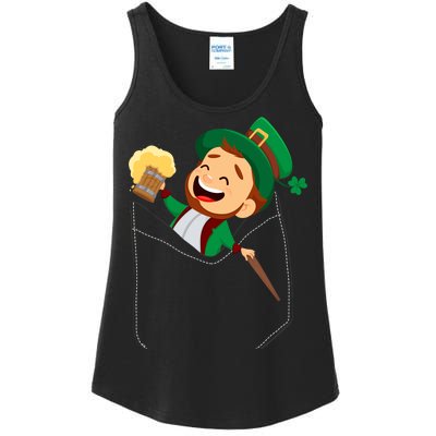 St. Patrick's Day Pocket Leprechaun Beer Ladies Essential Tank