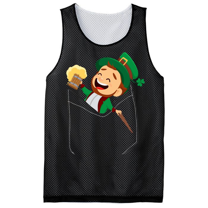 St. Patrick's Day Pocket Leprechaun Beer Mesh Reversible Basketball Jersey Tank