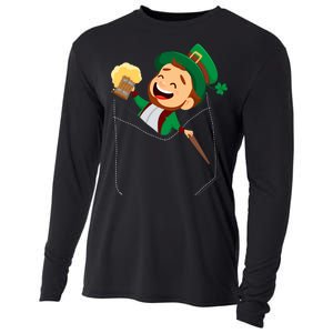 St. Patrick's Day Pocket Leprechaun Beer Cooling Performance Long Sleeve Crew