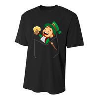 St. Patrick's Day Pocket Leprechaun Beer Youth Performance Sprint T-Shirt