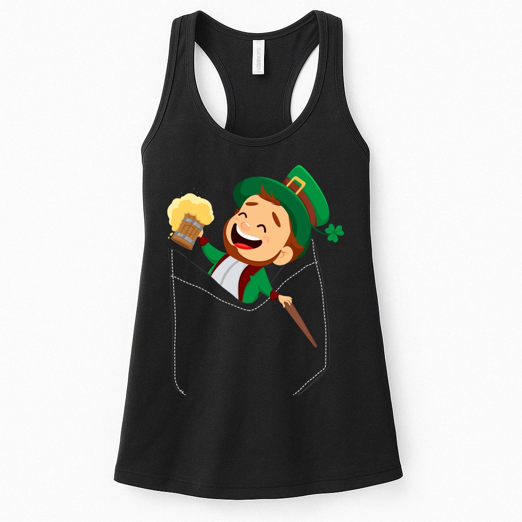 St. Patrick's Day Pocket Leprechaun Beer Womens Tank Top