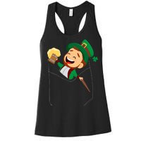 St. Patrick's Day Pocket Leprechaun Beer Women's Racerback Tank