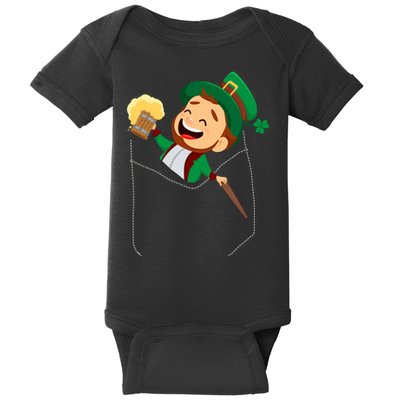 St. Patrick's Day Pocket Leprechaun Beer Baby Bodysuit