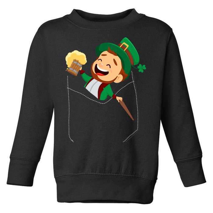 St. Patrick's Day Pocket Leprechaun Beer Toddler Sweatshirt