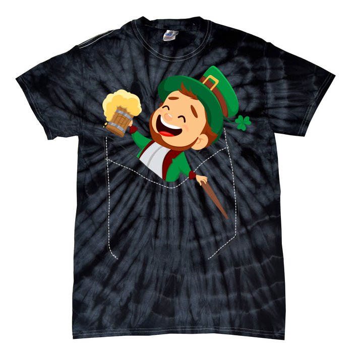 St. Patrick's Day Pocket Leprechaun Beer Tie-Dye T-Shirt