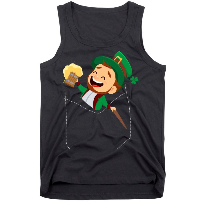 St. Patrick's Day Pocket Leprechaun Beer Tank Top