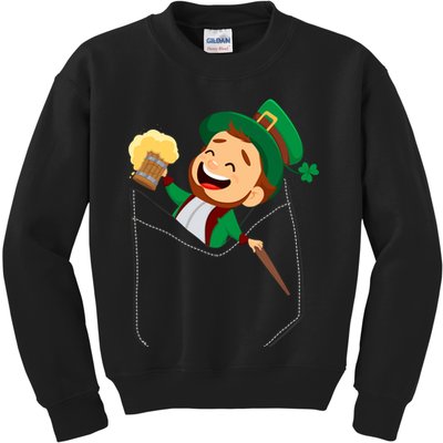 St. Patrick's Day Pocket Leprechaun Beer Kids Sweatshirt