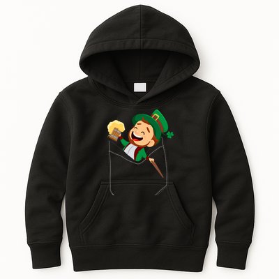 St. Patrick's Day Pocket Leprechaun Beer Kids Hoodie