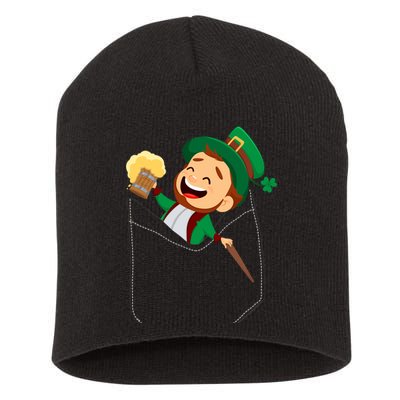 St. Patrick's Day Pocket Leprechaun Beer Short Acrylic Beanie