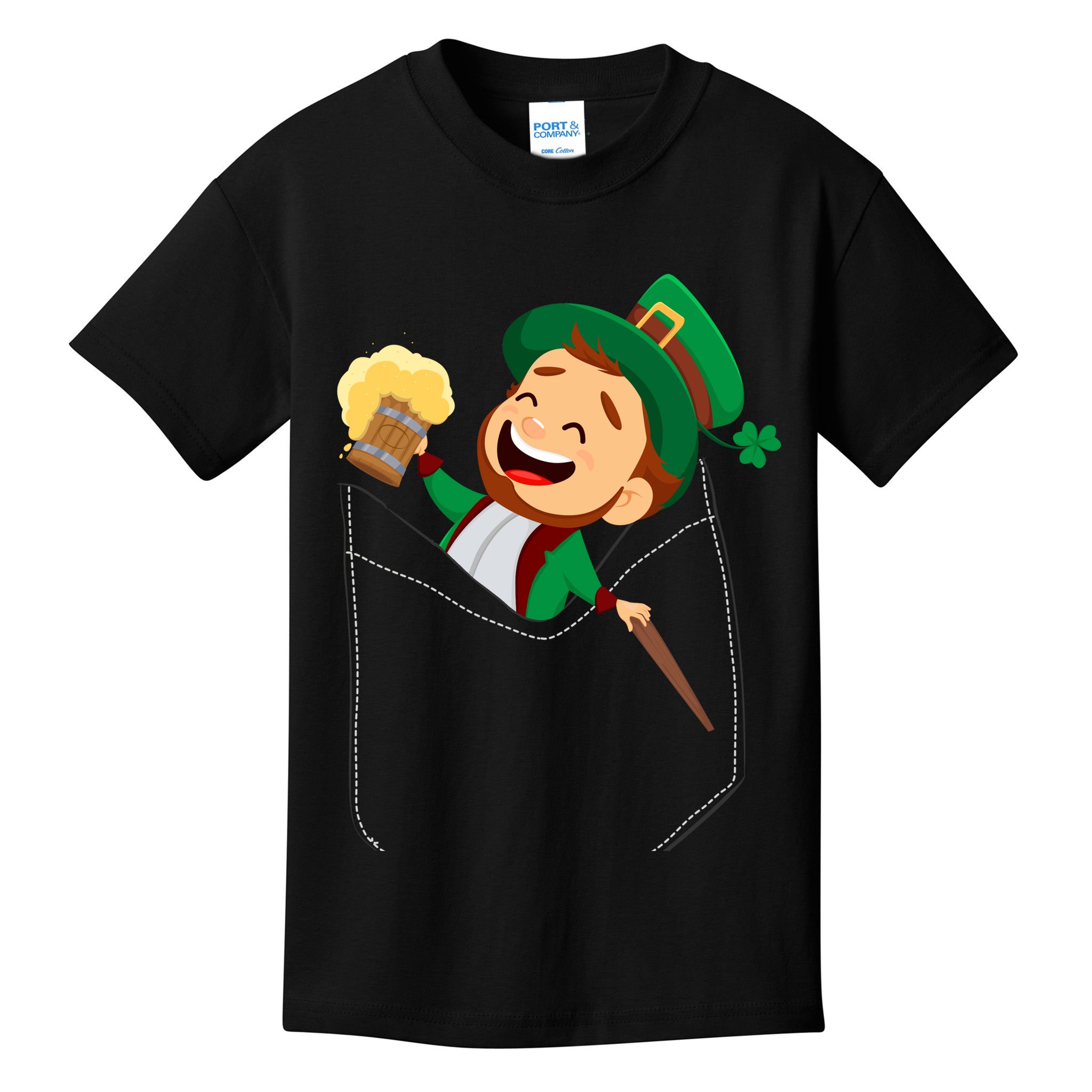 St. Patrick's Day Pocket Leprechaun Beer Kids T-Shirt