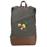 St. Patrick's Day Pocket Leprechaun Beer Cotton Canvas Backpack