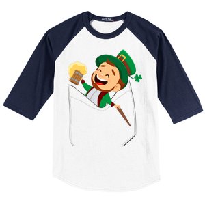 St. Patrick's Day Pocket Leprechaun Beer Baseball Sleeve Shirt